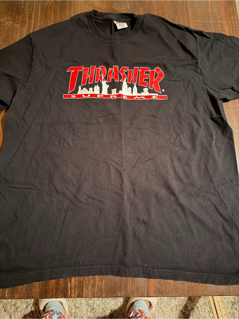 Thrasher Black Tee with Red & White City Logo - XL
